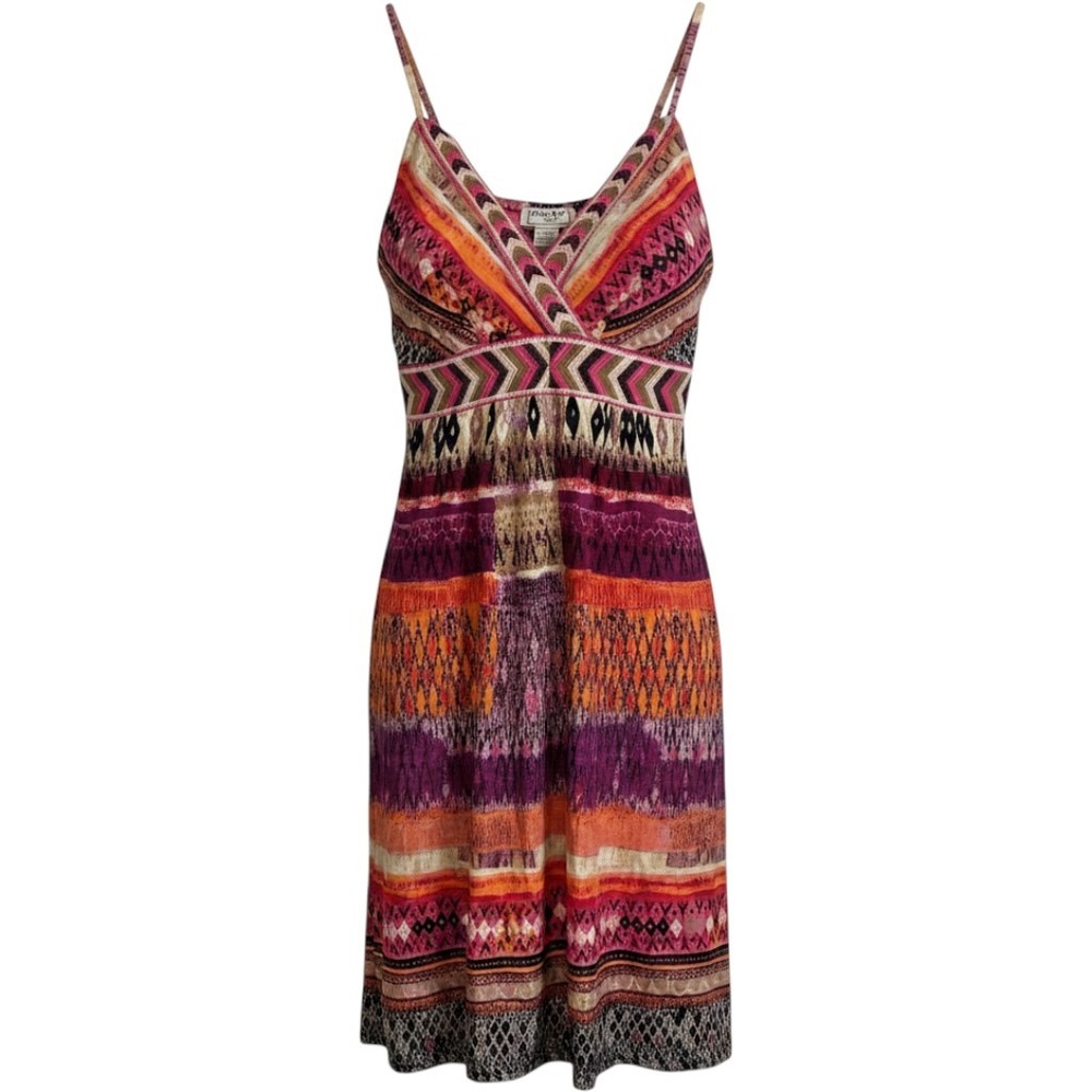 Sassy Doll Creations Women Large Cotton Boho Tribal Print Smocked Midi Dress